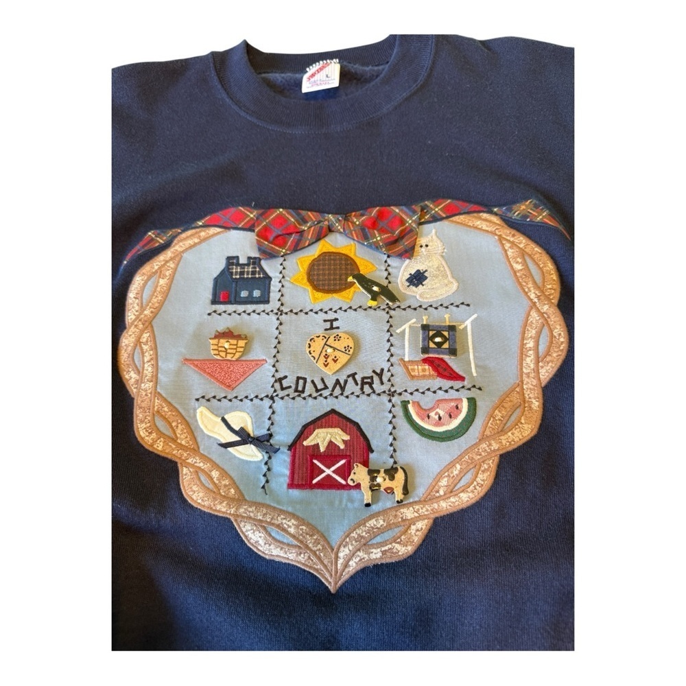 VTG COTTAGE Core 90’s Jerzees BLUE SWEATSHIRT SIZE L EUC - Picture 4 of 9